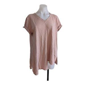 Wilt Pink Asymmetrical Short Sleeve Blouse